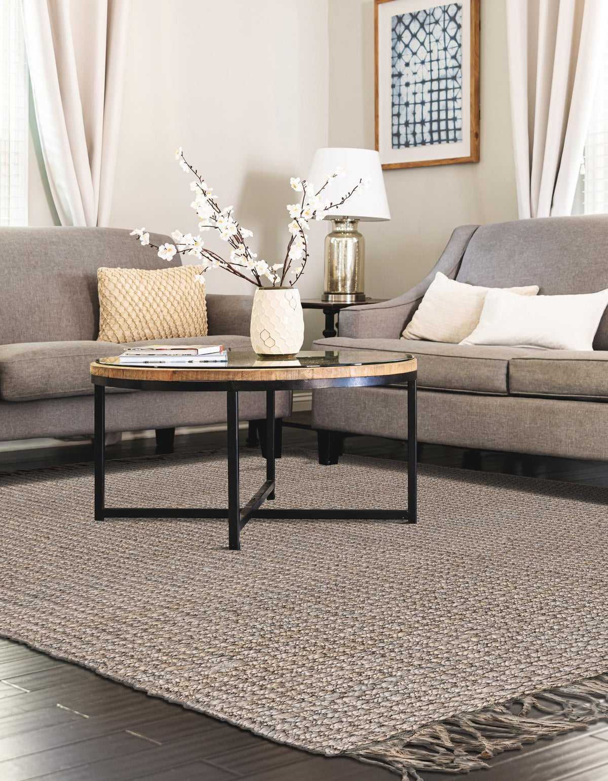 Coastal Weave Jute Collection Area Rug - Seashore Rectangle Gray  lifestyle 14