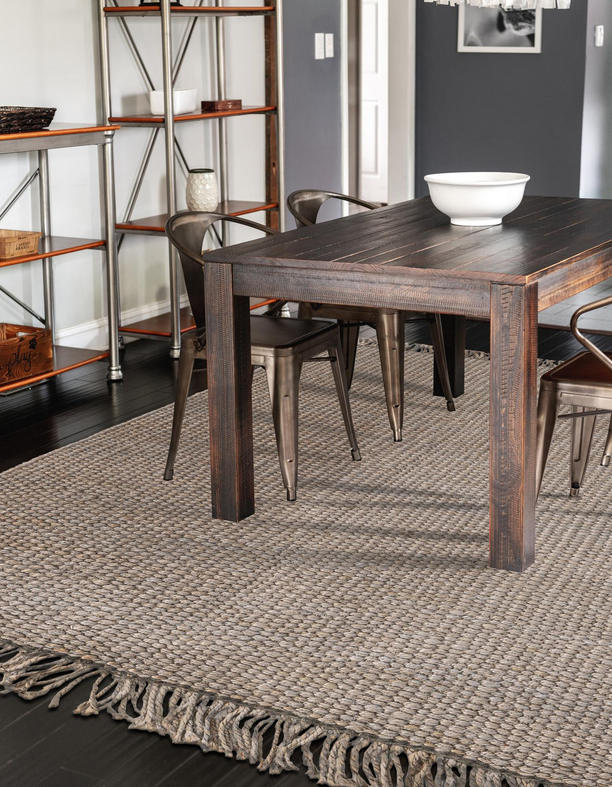 Coastal Weave Jute Collection Area Rug - Seashore Rectangle Gray  lifestyle 17