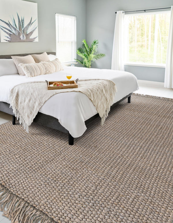 Coastal Weave Jute Collection Area Rug - Seashore Rectangle Gray  lifestyle 20