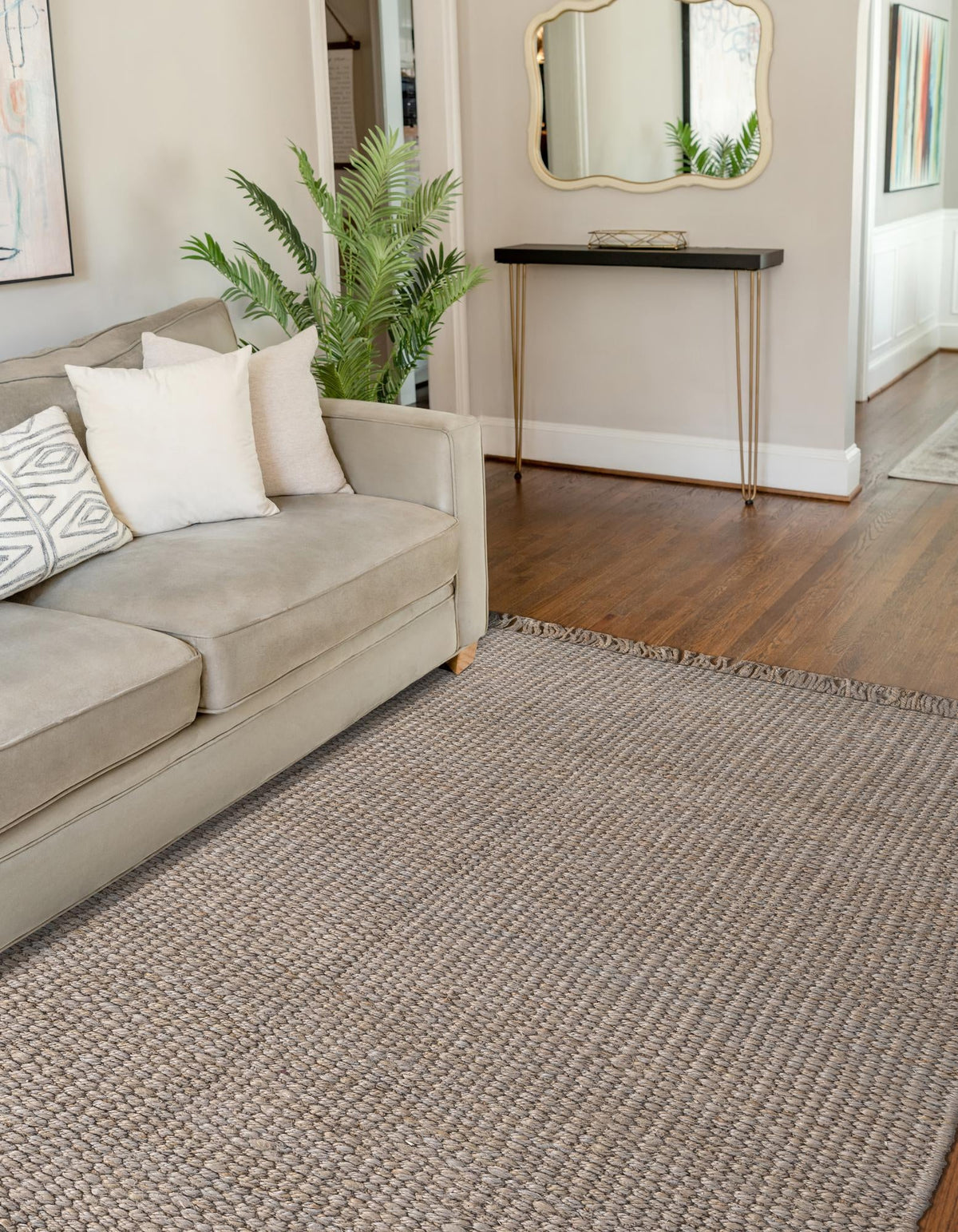 Coastal Weave Jute Collection Area Rug - Seashore Rectangle Gray  lifestyle 29