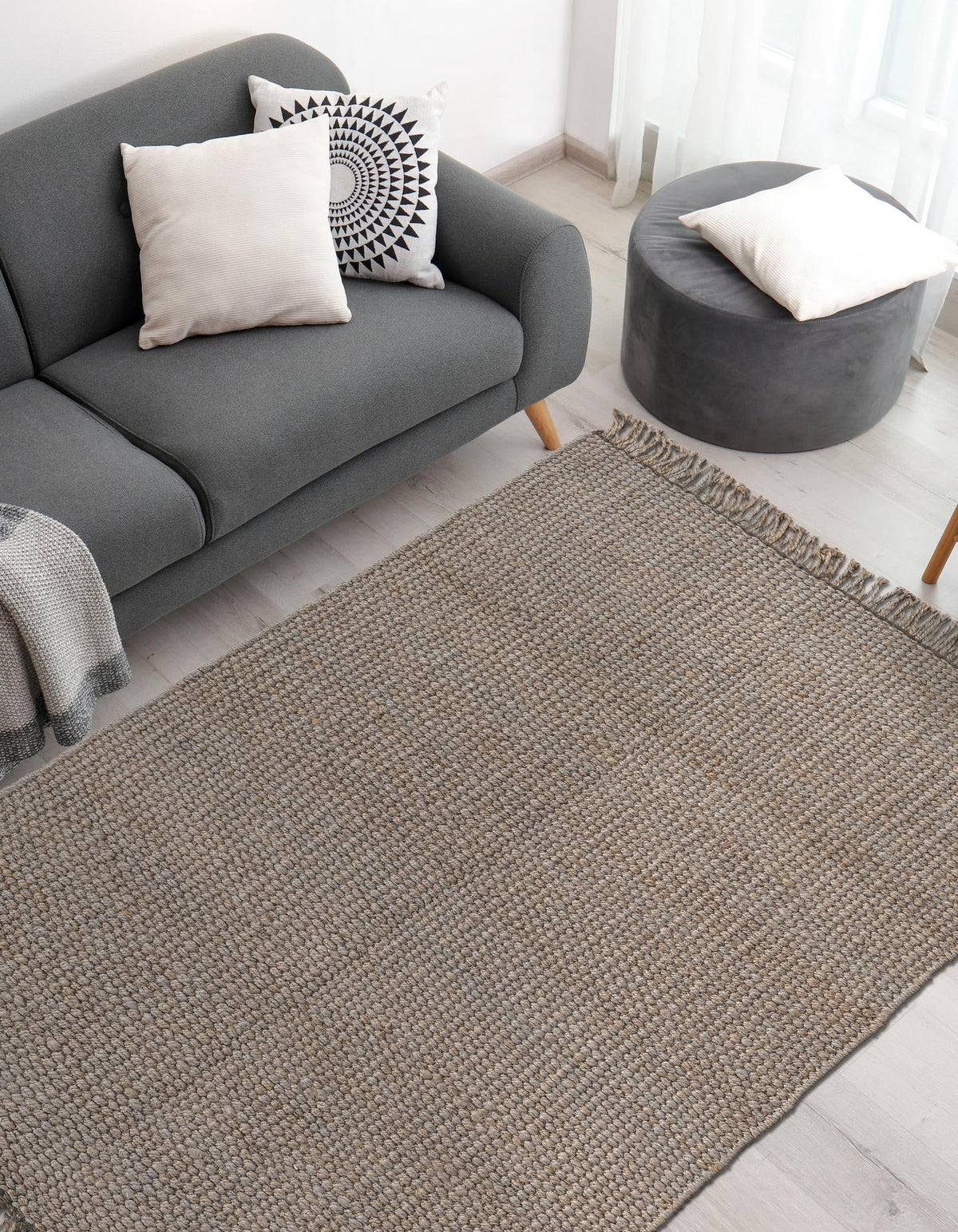 Coastal Weave Jute Collection Area Rug - Seashore Rectangle Gray  lifestyle 32