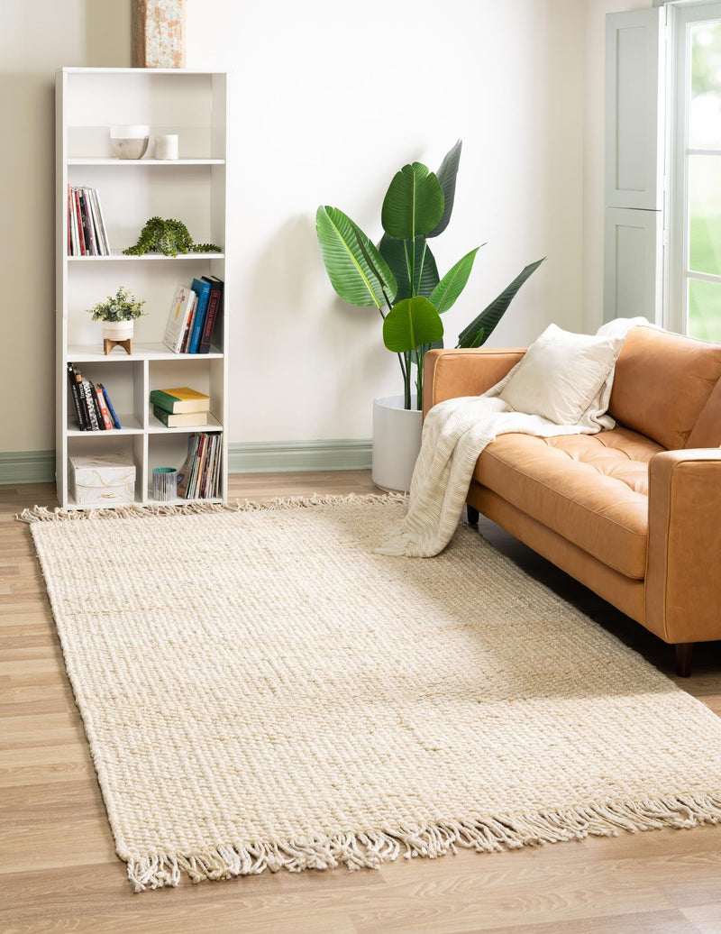 Coastal Weave Jute Collection Area Rug - Seashore Rectangle Ivory  lifestyle 4