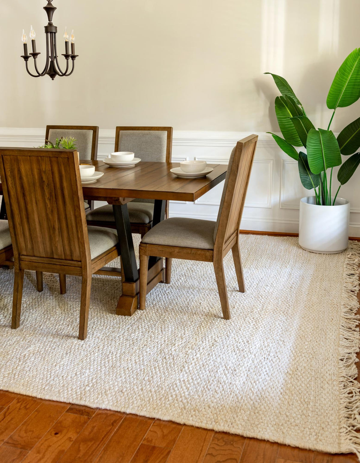 Coastal Weave Jute Collection Area Rug - Seashore Rectangle Ivory  lifestyle 10