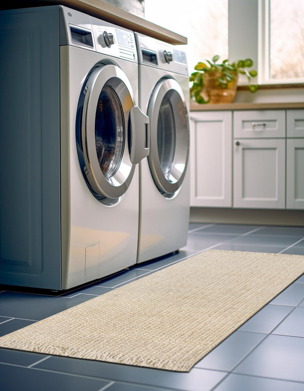 Coastal Weave Jute Collection Area Rug - Seashore Runner Ivory  lifestyle 100
