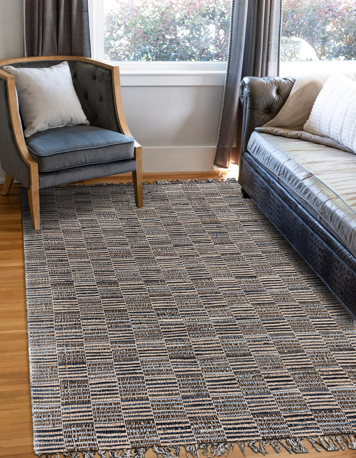 Osian Looms Collection Area Rug - Osian Rectangle Dark Gray  lifestyle 3