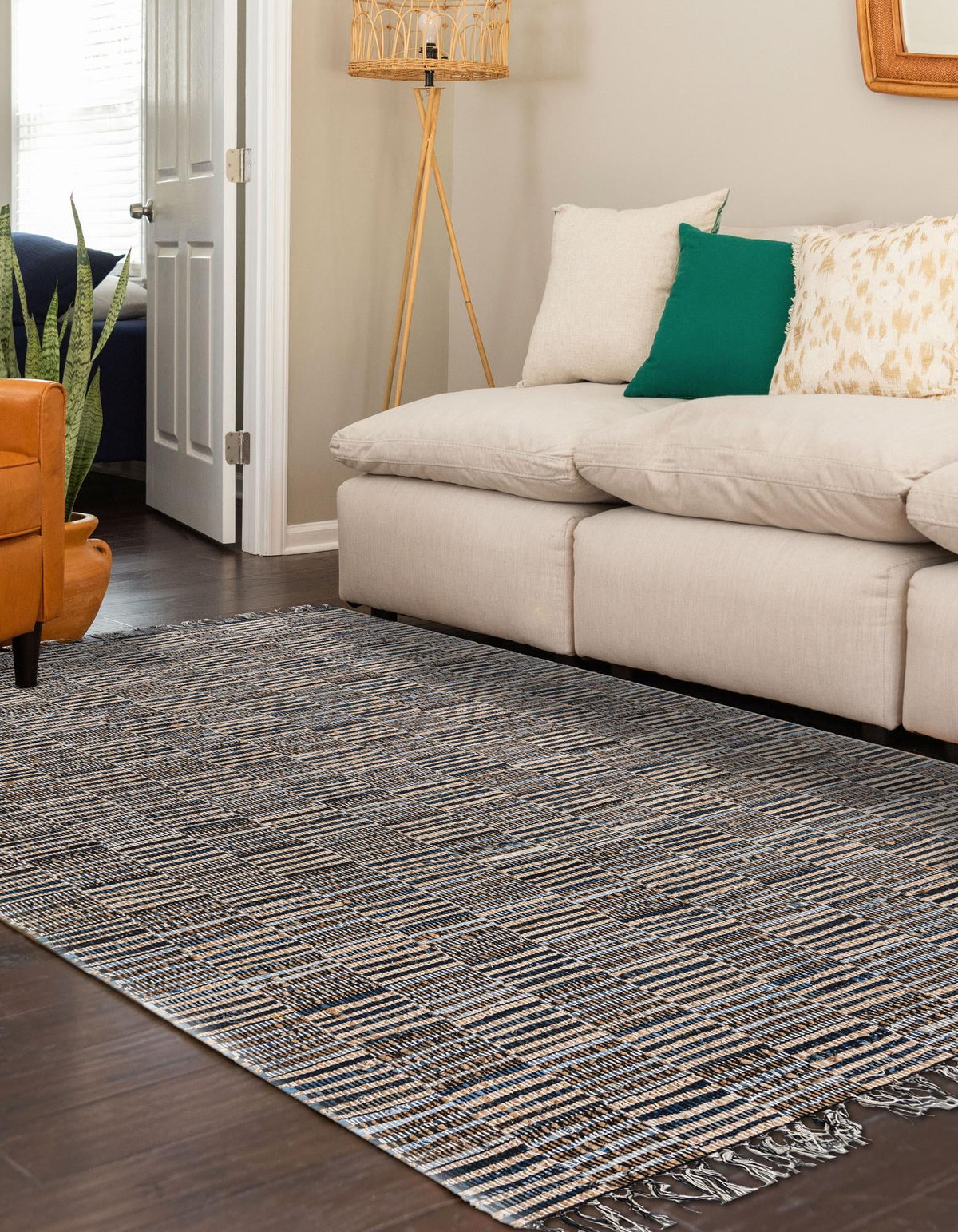 Osian Looms Collection Area Rug - Osian Rectangle Dark Gray  lifestyle 11
