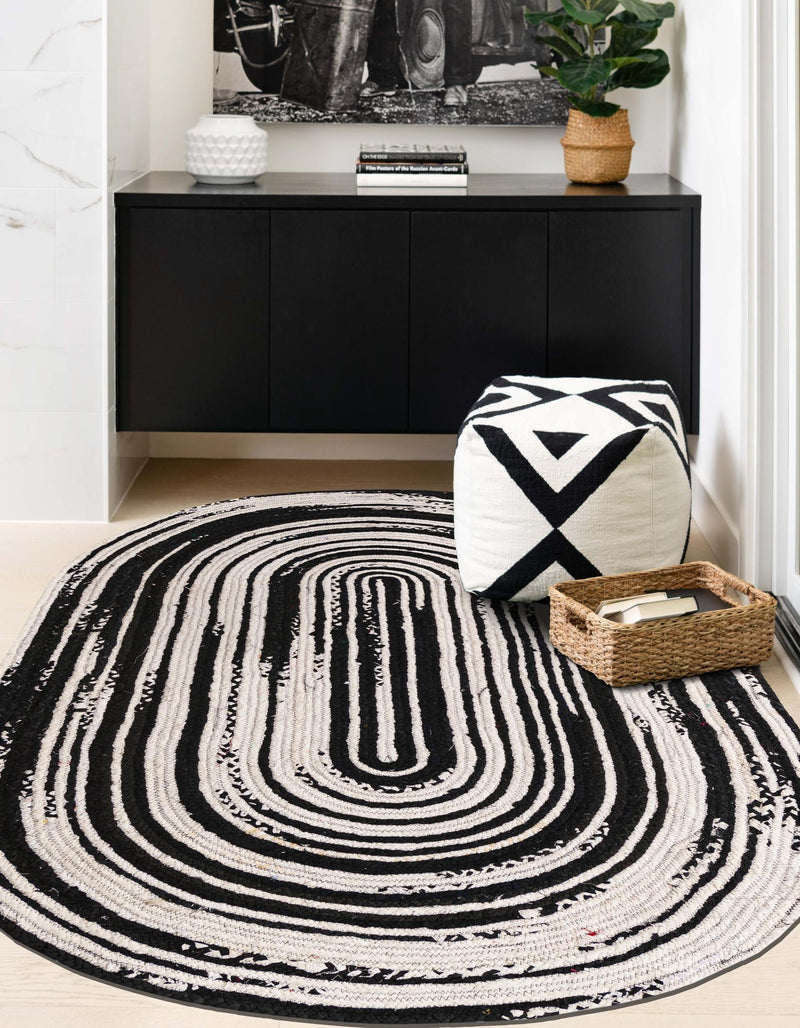 Woven Udaipur Collection Area Rug - Jaipur Oval Black and White  lifestyle 19