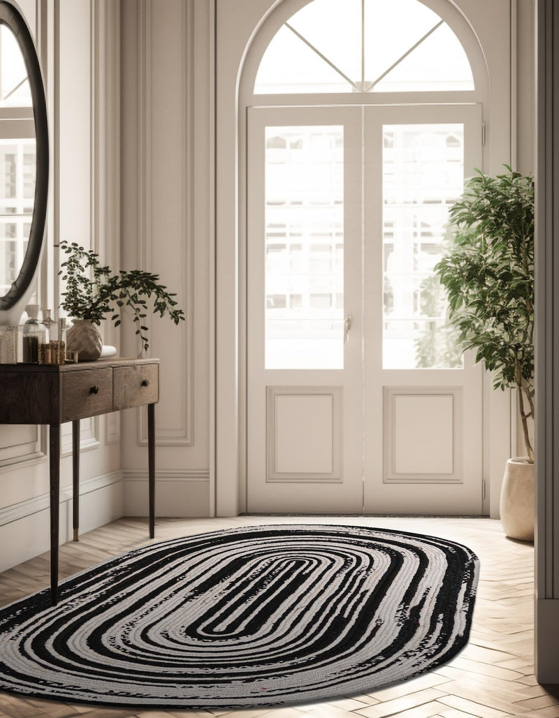 Woven Udaipur Collection Area Rug - Jaipur Oval Black and White  lifestyle 24