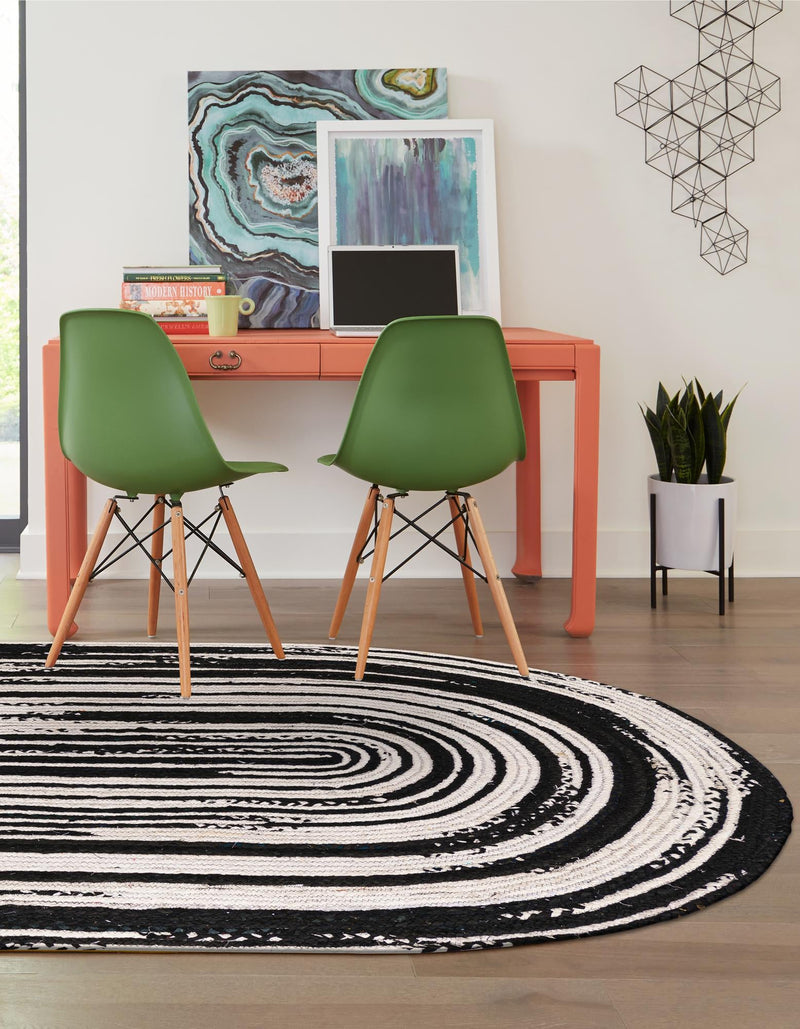 Woven Udaipur Collection Area Rug - Jaipur Oval Black and White  lifestyle 28