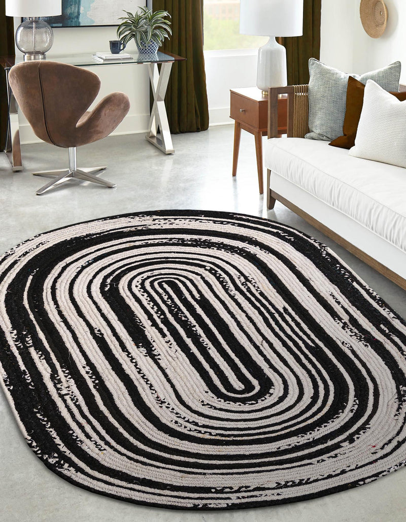 Woven Udaipur Collection Area Rug - Jaipur Oval Black and White  lifestyle 31