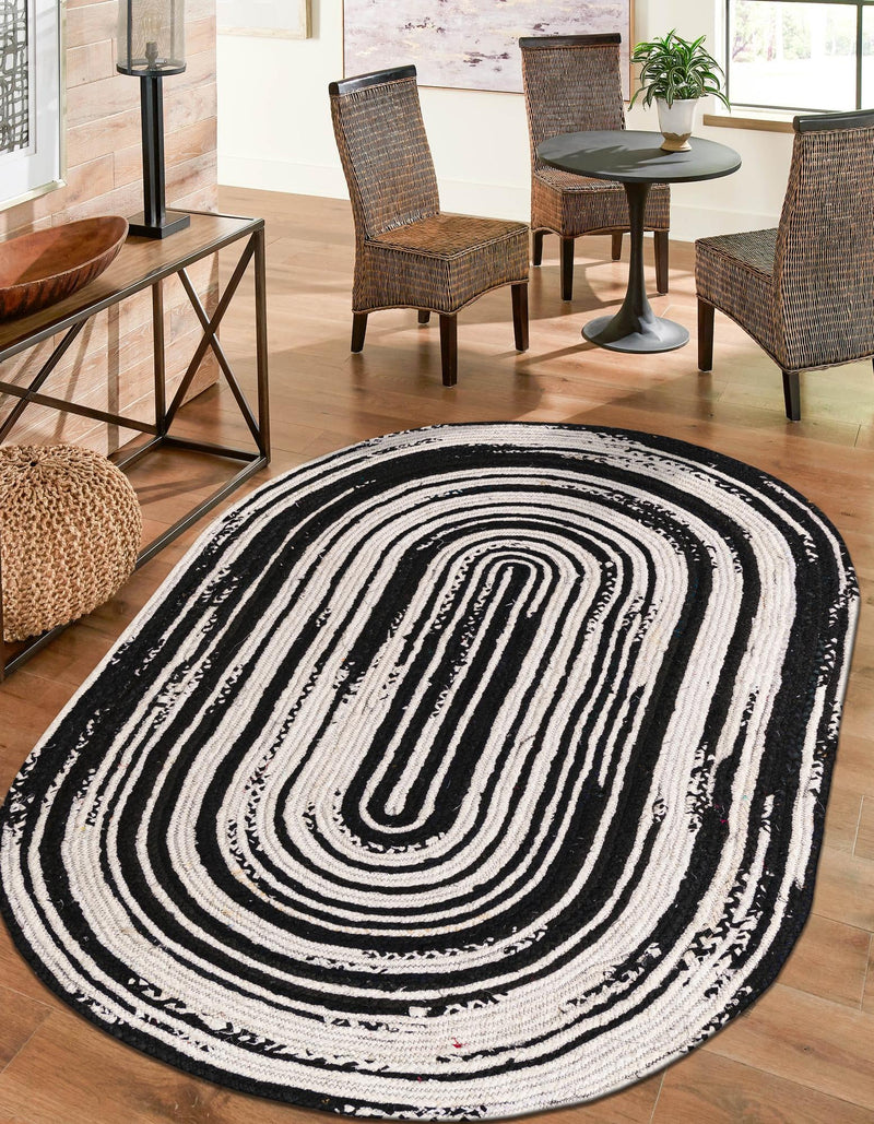 Woven Udaipur Collection Area Rug - Jaipur Oval Black and White  lifestyle 34