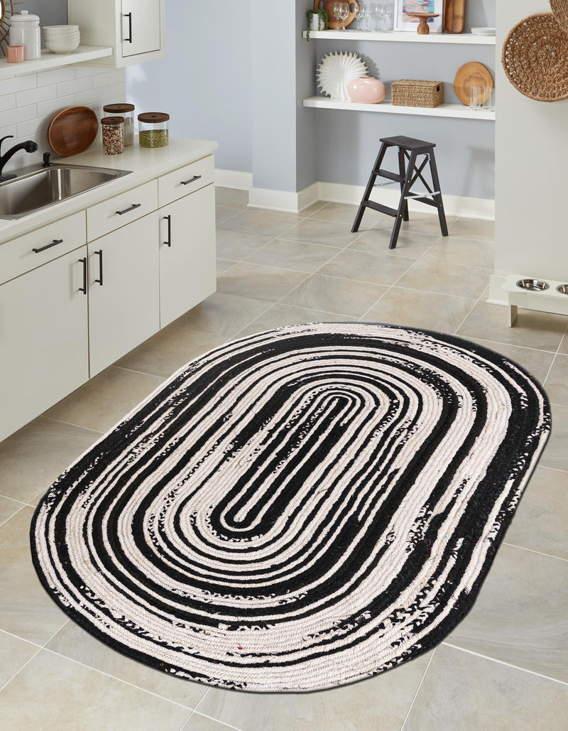 Woven Udaipur Collection Area Rug - Jaipur Oval Black and White  lifestyle 37