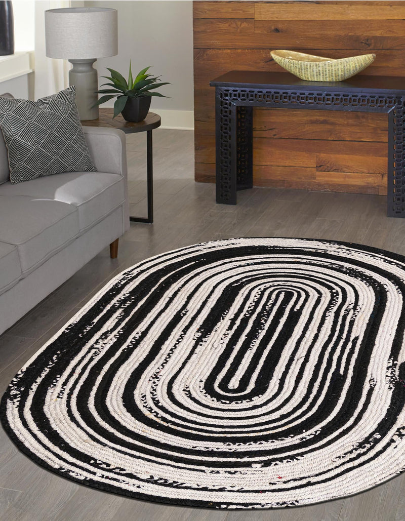 Woven Udaipur Collection Area Rug - Jaipur Oval Black and White  lifestyle 40