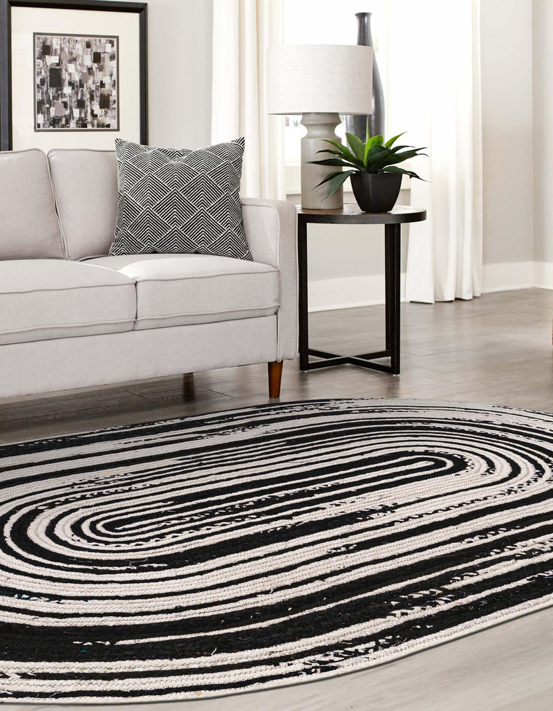 Woven Udaipur Collection Area Rug - Jaipur Oval Black and White  lifestyle 43