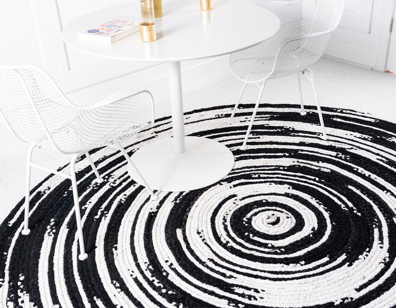 Woven Udaipur Collection Area Rug - Jaipur Round Black and White  lifestyle 20