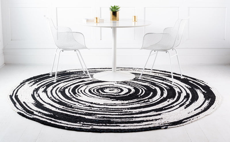 Woven Udaipur Collection Area Rug - Jaipur Round Black and White  lifestyle 25