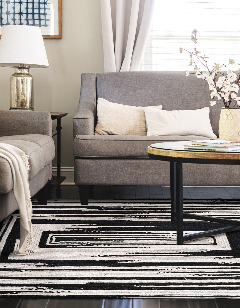 Woven Udaipur Collection Area Rug - Jaipur Rectangle Black and White  lifestyle 4