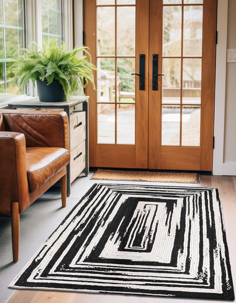 Woven Udaipur Collection Area Rug - Jaipur Rectangle Black and White  lifestyle 5