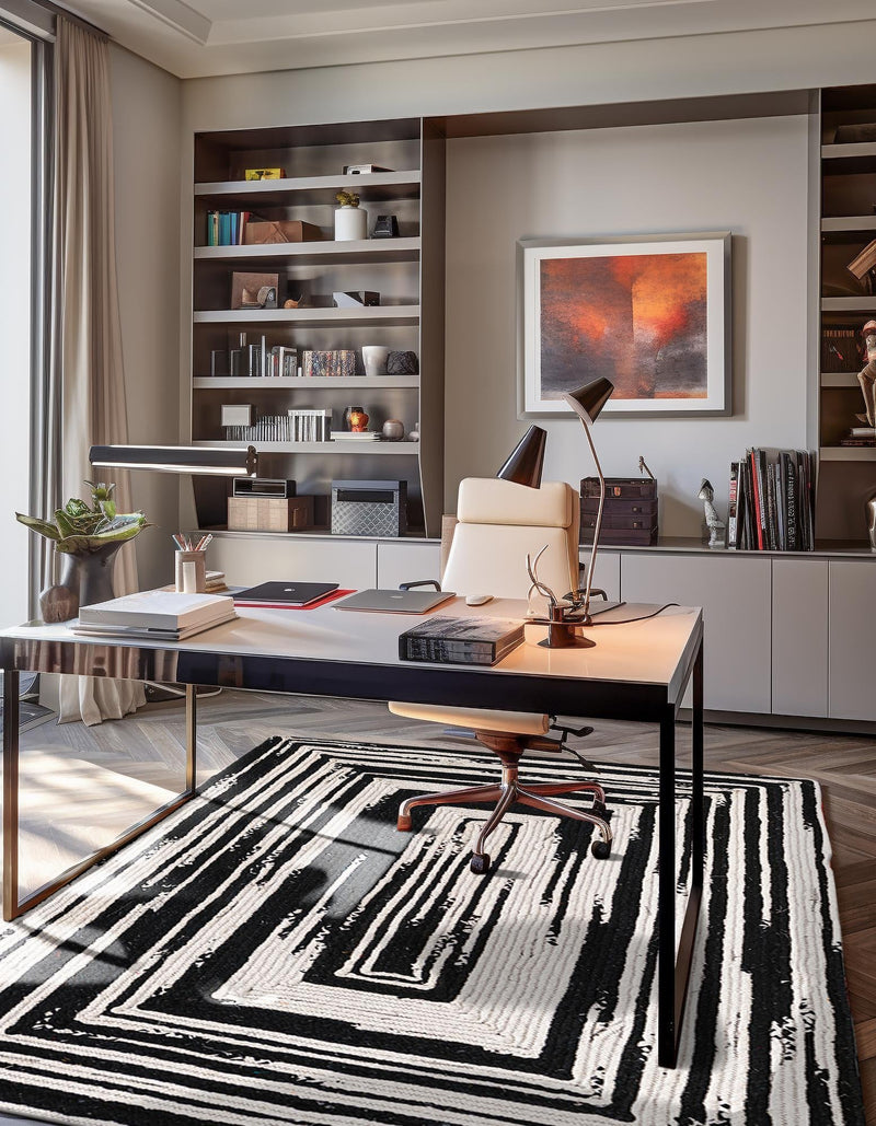 Woven Udaipur Collection Area Rug - Jaipur Rectangle Black and White  lifestyle 9