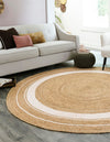 Woven Seaside Jute Collection Area Rug - Nantucket Round Natural and White  lifestyle 42