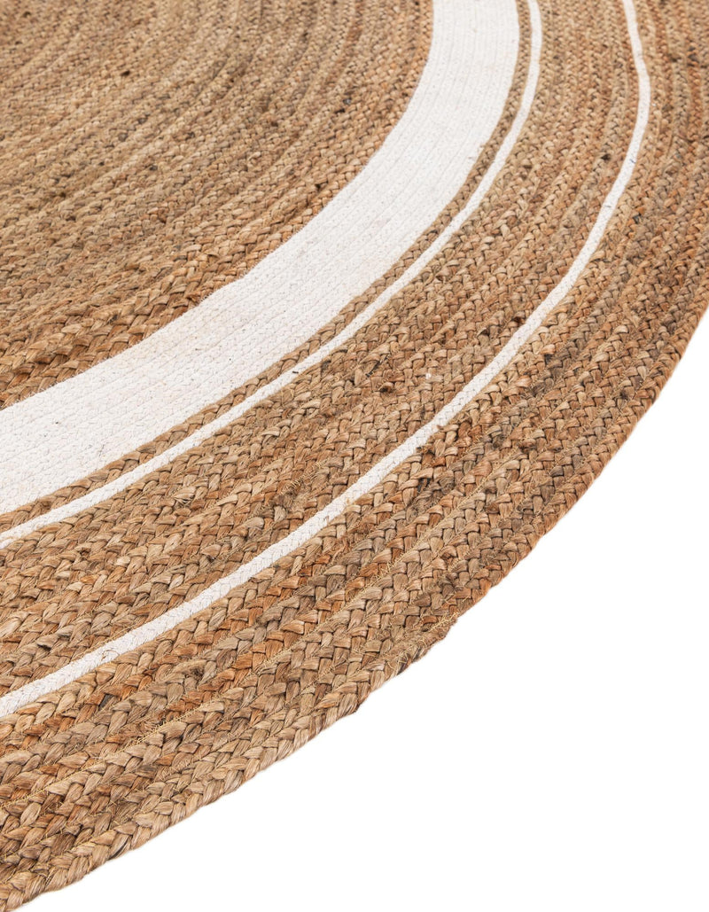 Woven Seaside Jute Collection Area Rug - Nantucket Round Natural and White  lifestyle 60