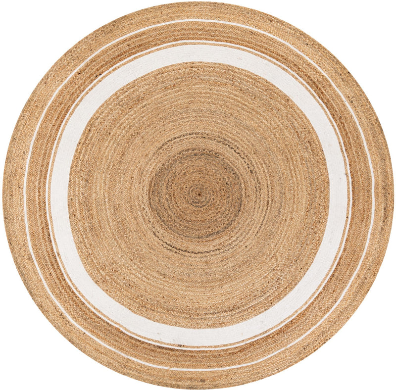 Woven Seaside Jute Collection Area Rug - Nantucket Round Natural and White  lifestyle 35