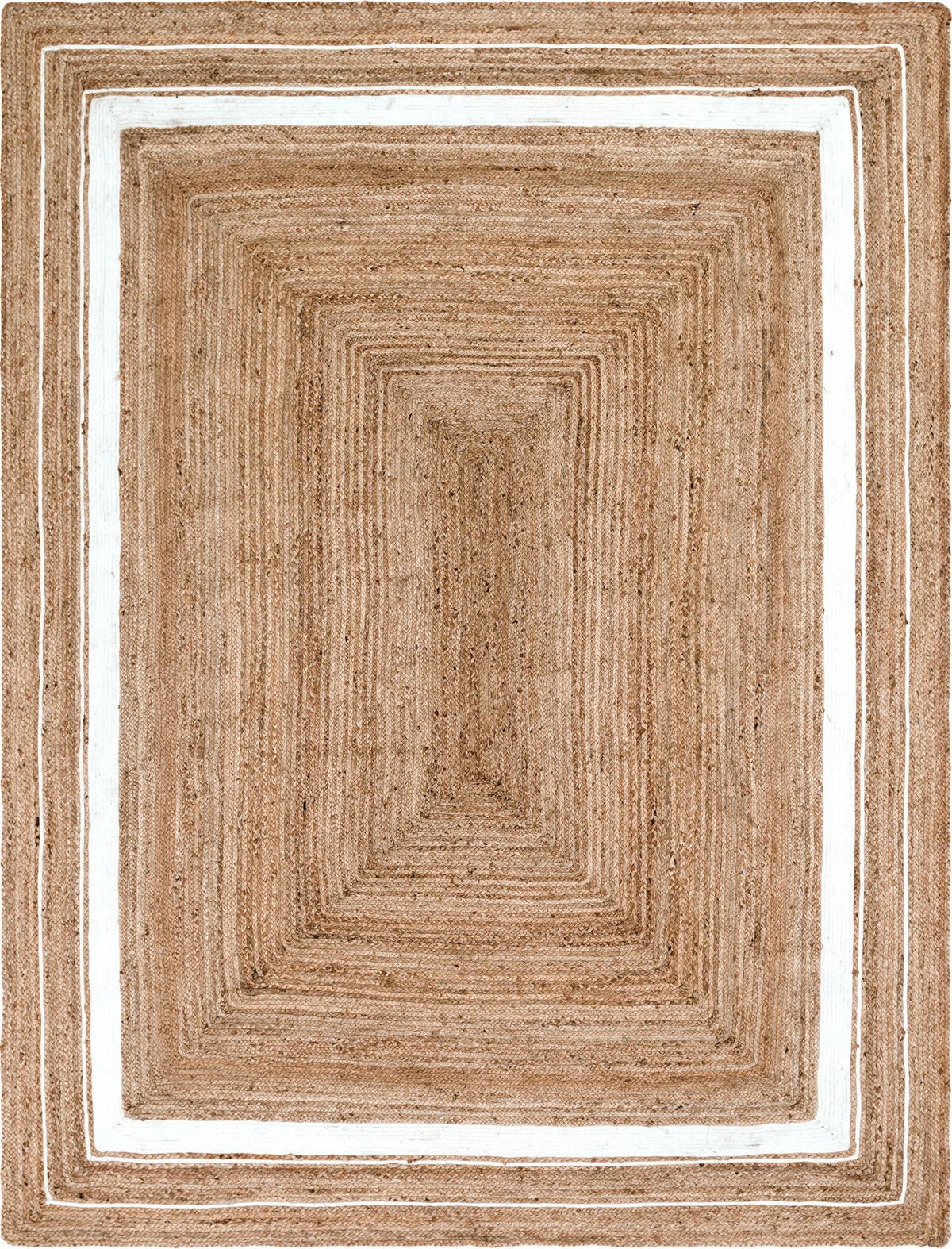Woven Seaside Jute Collection Area Rug - Nantucket Rectangle Natural and White  lifestyle 2