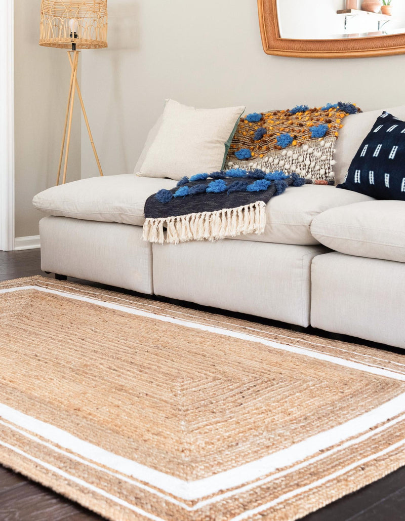 Woven Seaside Jute Collection Area Rug - Nantucket Rectangle Natural and White  lifestyle 9
