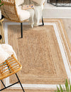 Woven Seaside Jute Collection Area Rug - Nantucket Rectangle Natural and White  lifestyle 11