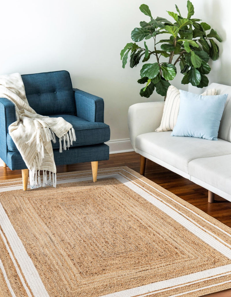 Woven Seaside Jute Collection Area Rug - Nantucket Rectangle Natural and White  lifestyle 13