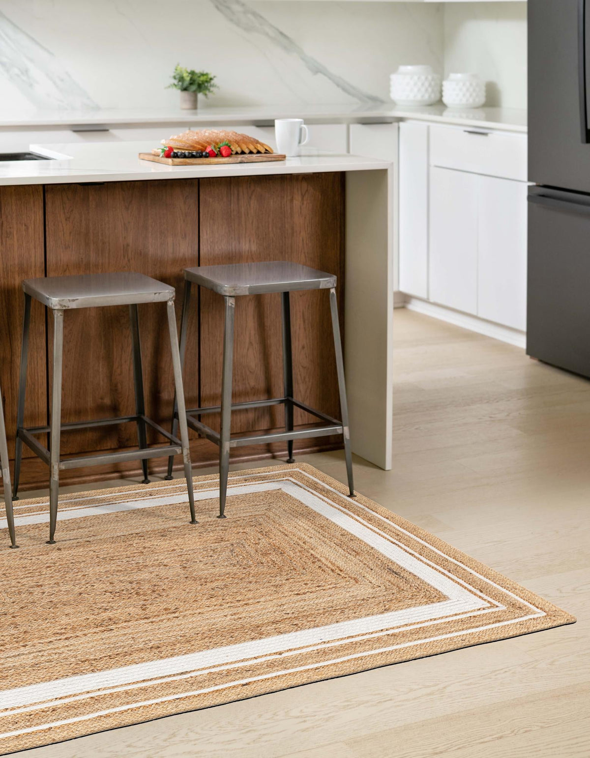 Woven Seaside Jute Collection Area Rug - Nantucket Rectangle Natural and White  lifestyle 17