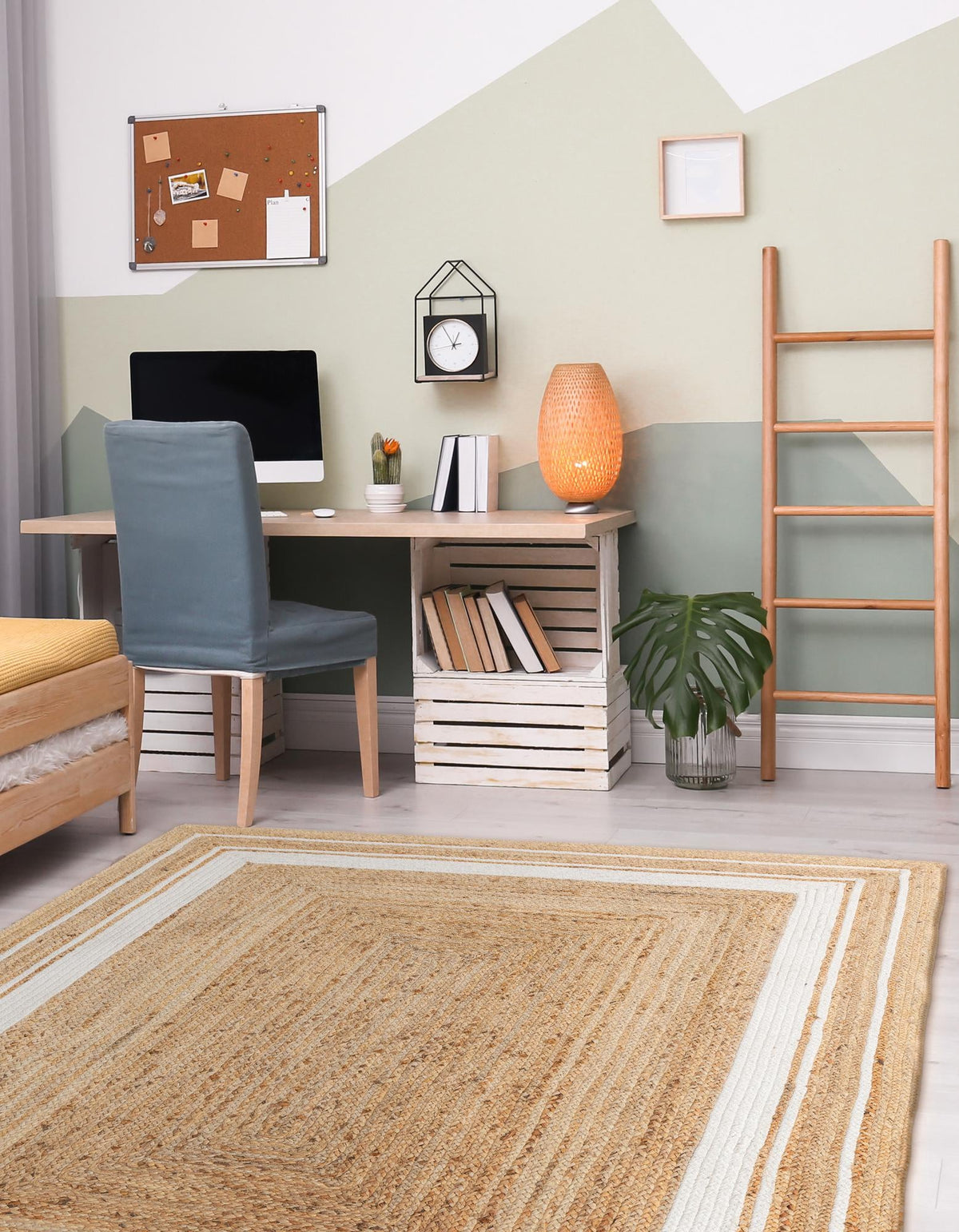 Woven Seaside Jute Collection Area Rug - Nantucket Rectangle Natural and White  lifestyle 22