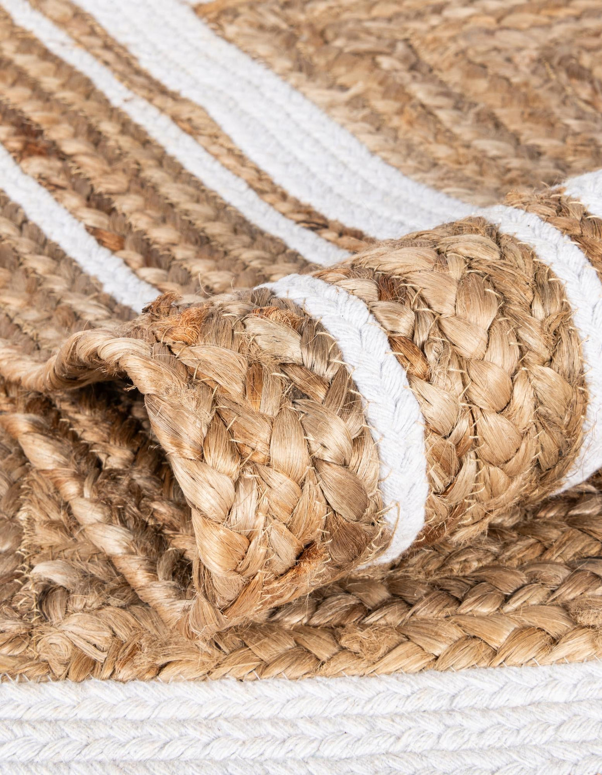 Woven Seaside Jute Collection Area Rug - Nantucket Rectangle Natural and White  lifestyle 24