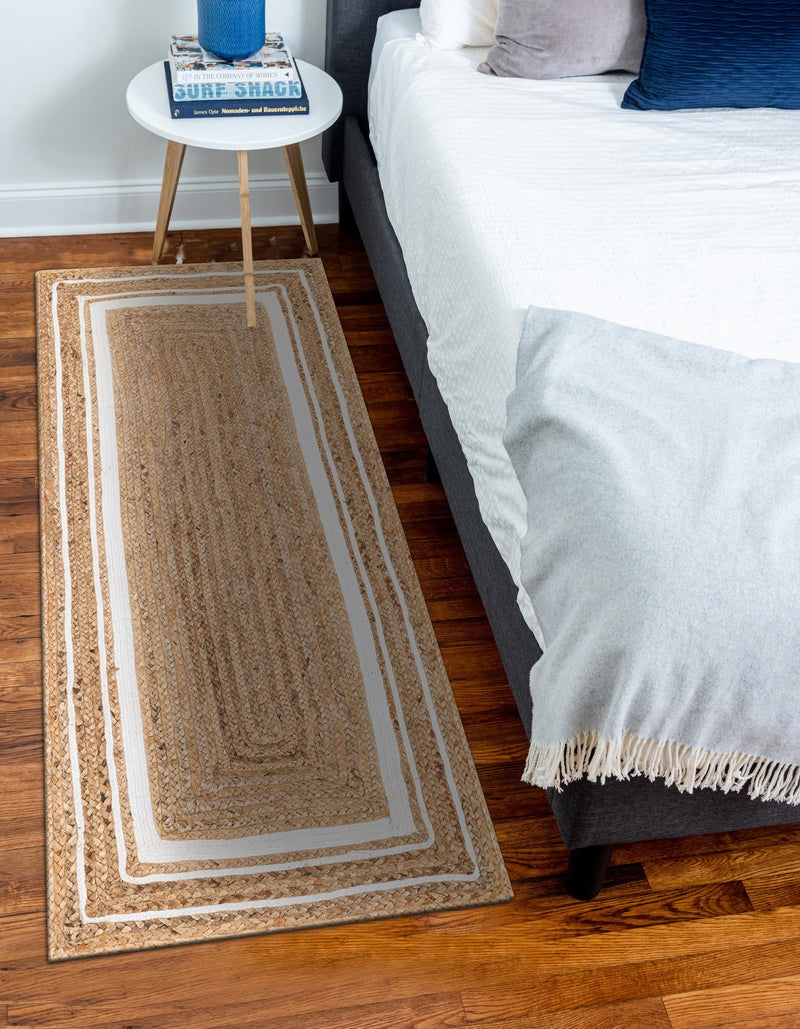 Woven Seaside Jute Collection Area Rug - Nantucket Runner Natural and White  lifestyle 43