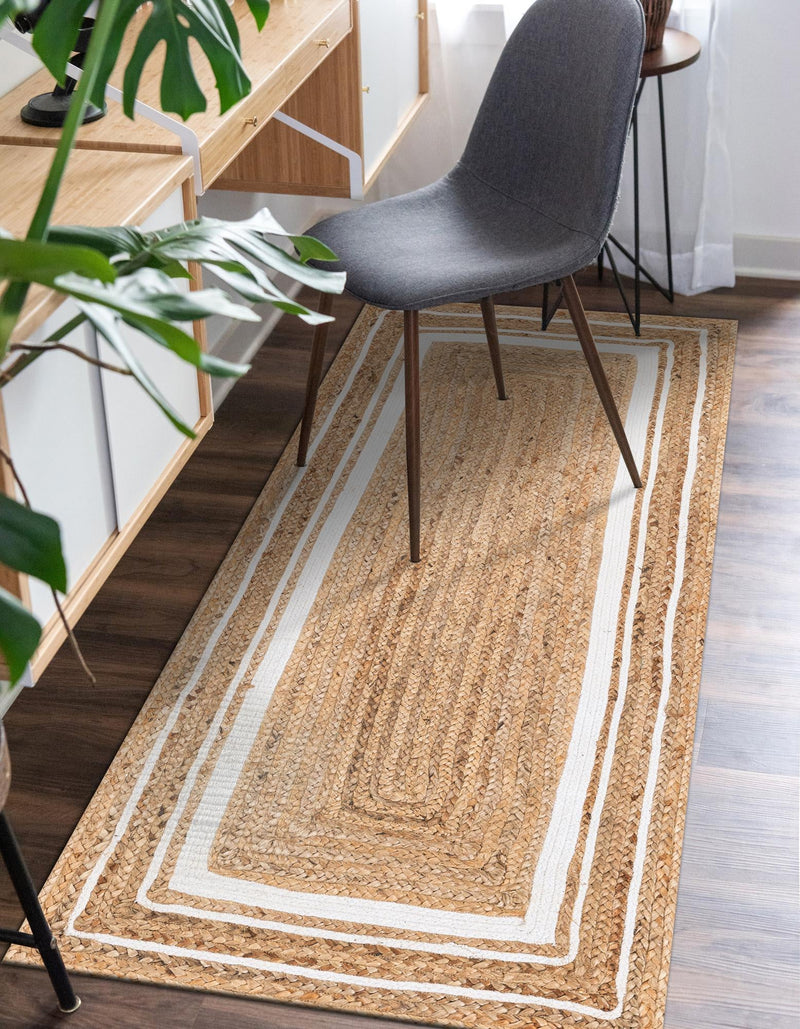 Woven Seaside Jute Collection Area Rug - Nantucket Runner Natural and White  lifestyle 65