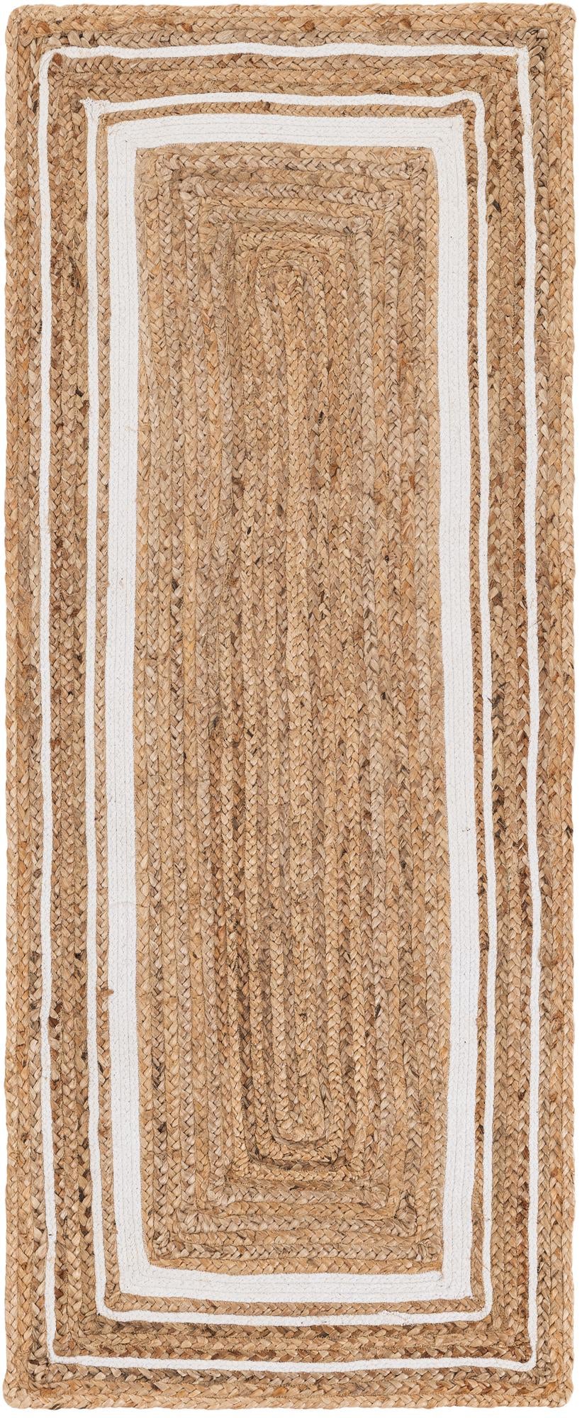 Woven Seaside Jute Collection Area Rug - Nantucket Runner Natural and White  lifestyle 37