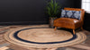 Woven Seaside Jute Collection Area Rug - Nantucket Round Natural and Navy Blue  lifestyle 44