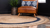 Woven Seaside Jute Collection Area Rug - Nantucket Round Natural and Navy Blue  lifestyle 50