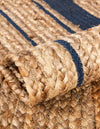 Woven Seaside Jute Collection Area Rug - Nantucket Round Natural and Navy Blue  lifestyle 58