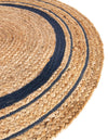 Woven Seaside Jute Collection Area Rug - Nantucket Round Natural and Navy Blue  lifestyle 62