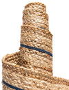 Woven Seaside Jute Collection Area Rug - Nantucket Round Natural and Navy Blue  lifestyle 82