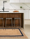 Woven Seaside Jute Collection Area Rug - Nantucket Rectangle Natural and Navy Blue  lifestyle 4