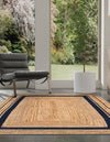 Woven Seaside Jute Collection Area Rug - Nantucket Rectangle Natural and Navy Blue  lifestyle 14