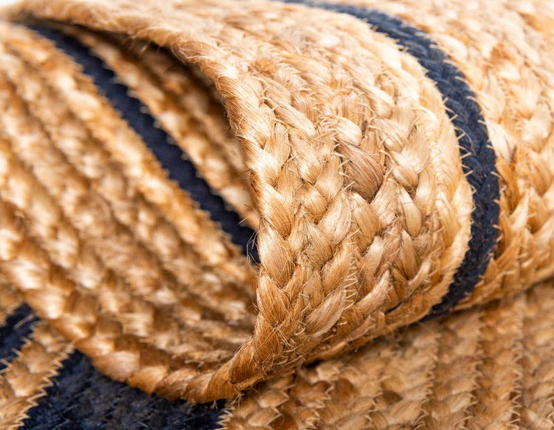 Woven Seaside Jute Collection Area Rug - Nantucket Rectangle Natural and Navy Blue  lifestyle 29