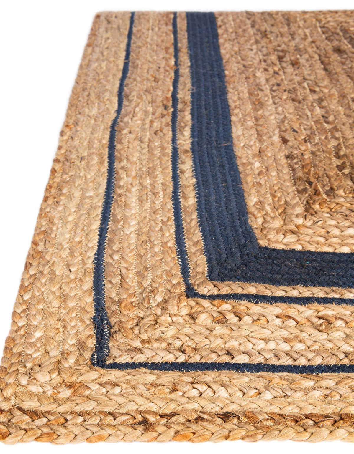 Woven Seaside Jute Collection Area Rug - Nantucket Rectangle Natural and Navy Blue  lifestyle 33