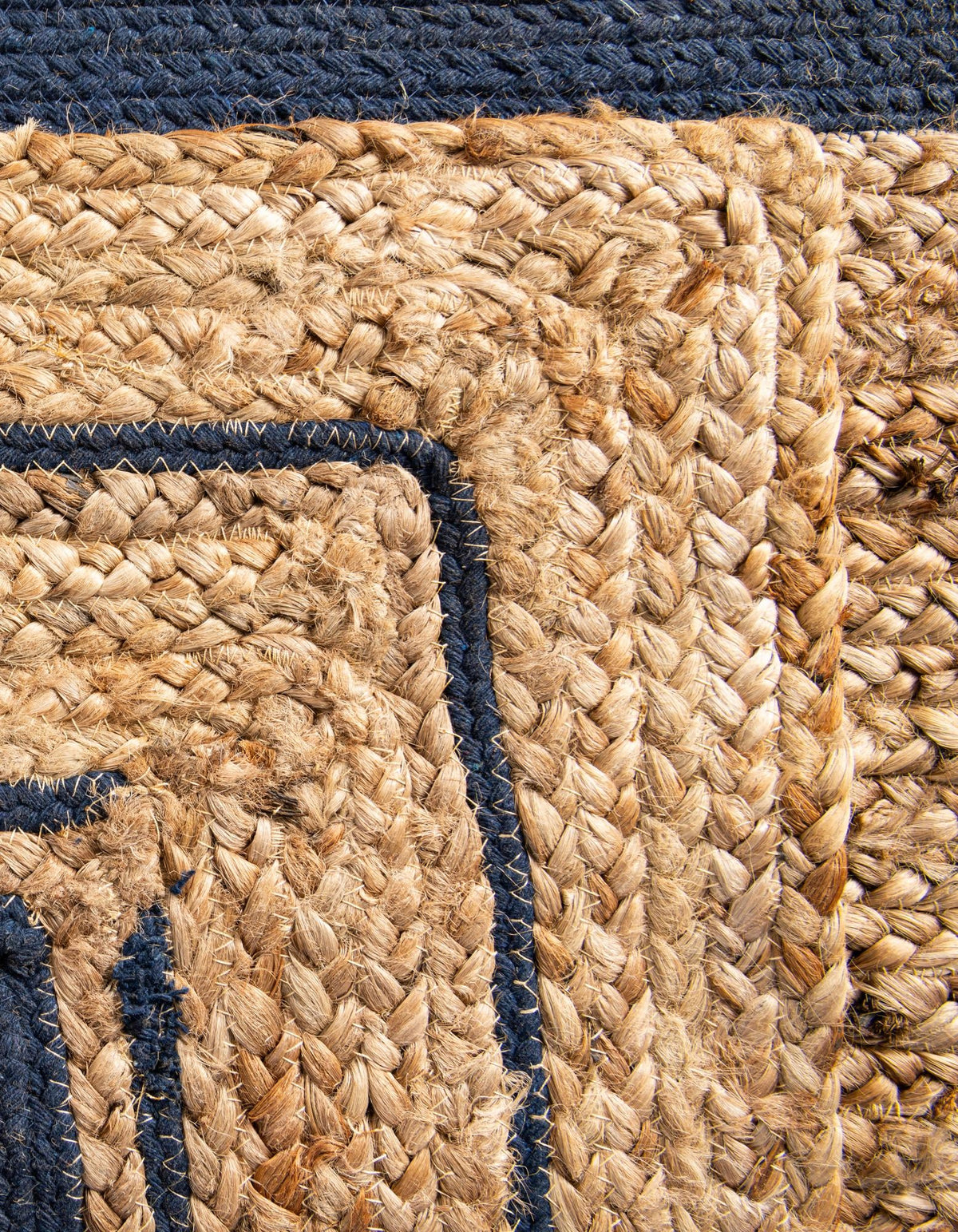 Woven Seaside Jute Collection Area Rug - Nantucket Rectangle Natural and Navy Blue  lifestyle 34