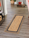 Woven Seaside Jute Collection Area Rug - Nantucket Runner Natural and Navy Blue  lifestyle 67