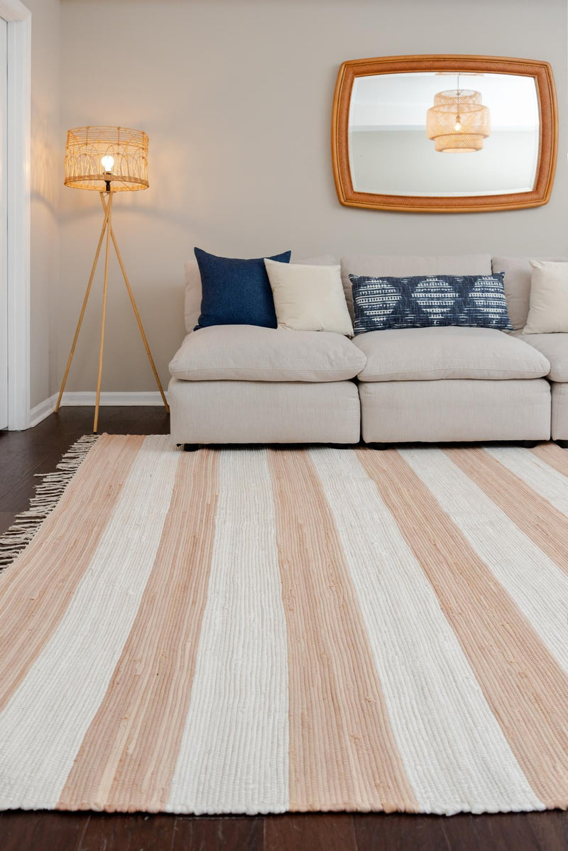 Tassel Trail Collection Area Rug - Pathway (Beige) Rectangle Beige  lifestyle 12