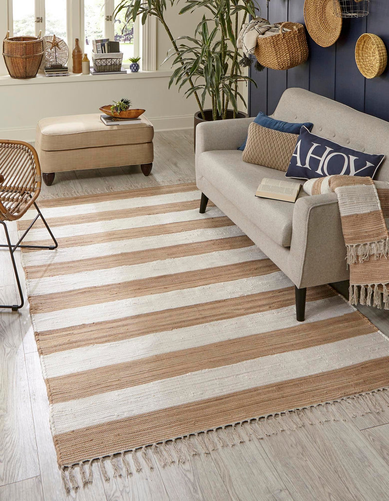 Tassel Trail Collection Area Rug - Pathway (Beige) Rectangle Beige  lifestyle 2