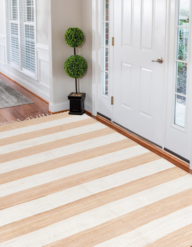 Tassel Trail Collection Area Rug - Pathway (Beige) Rectangle Beige  lifestyle 7